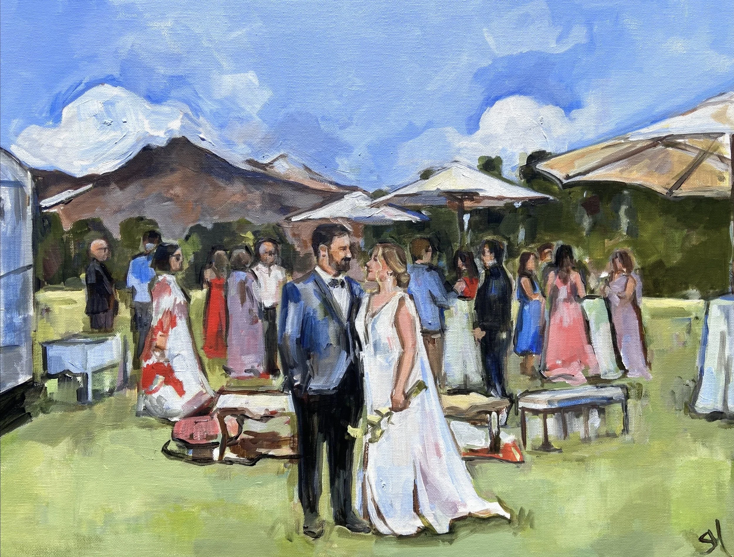 a live wedding painting by Shalayne Mowry in Jackson Hole, WY