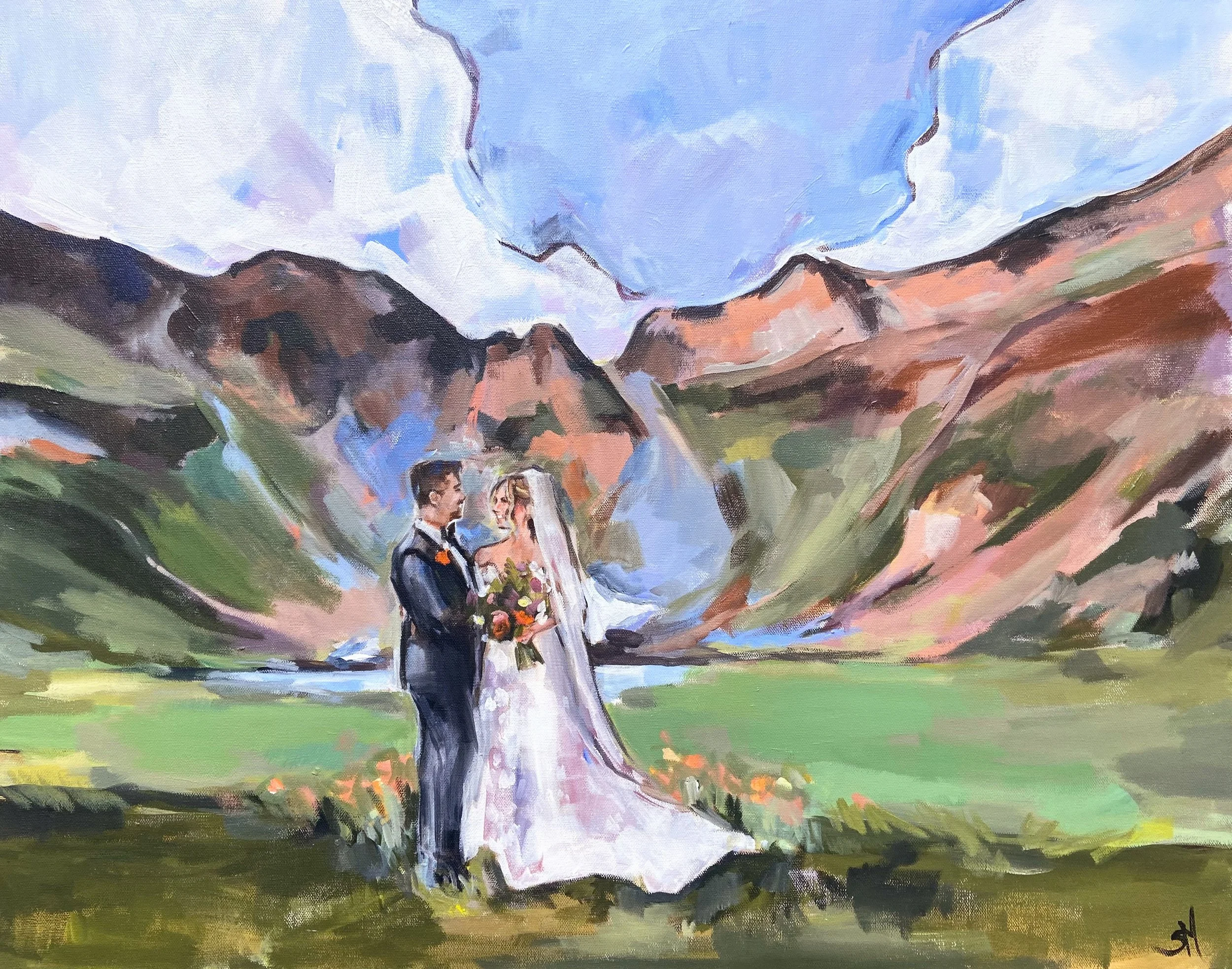 Shalayne Mowry is a live wedding painter serving Jackson Hole, Wyoming, and Bozeman, Montana.