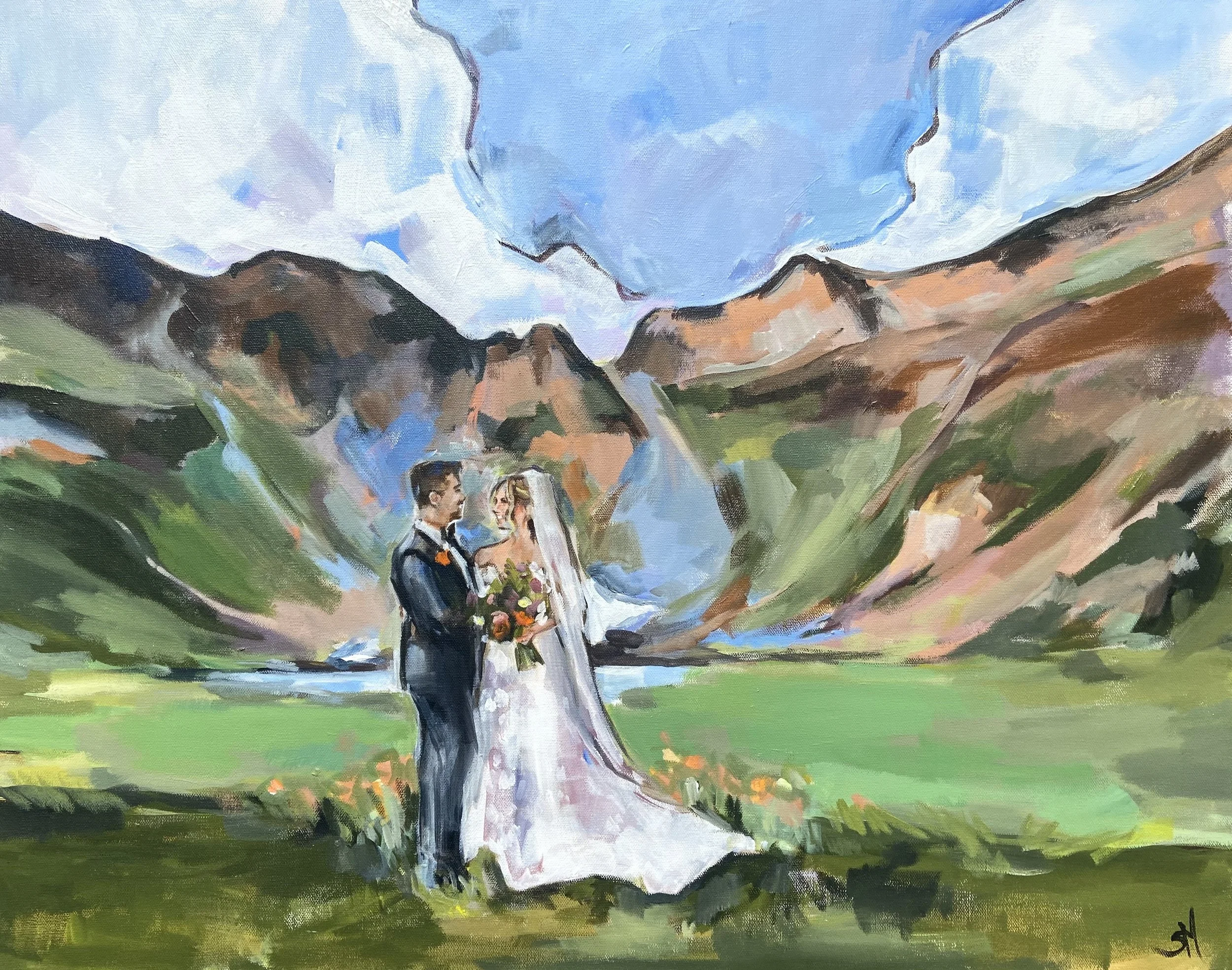 live elopement painting by shalayne mowry in colorado