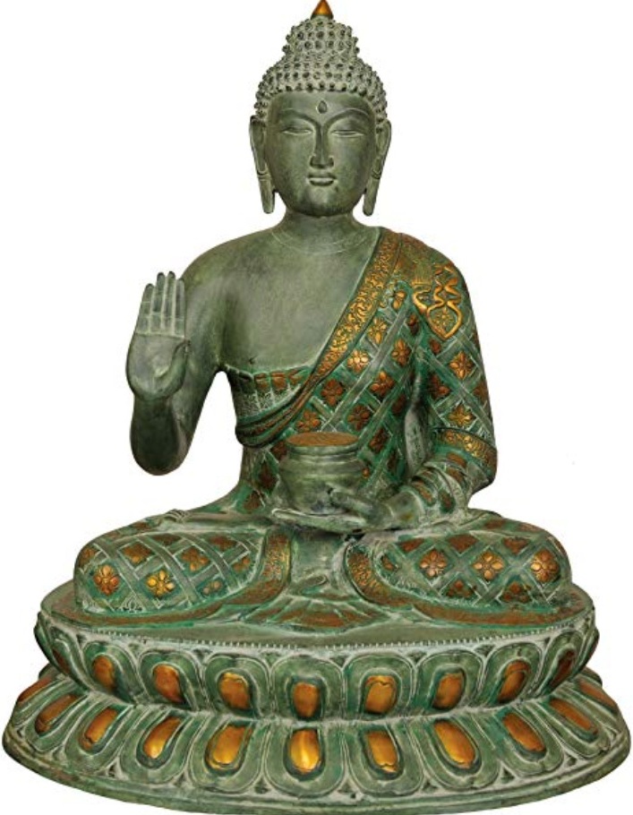 The Abhayamudrā "gesture of fearlessness" is a mudrā that is the gesture of reassurance and safety, which dispels fear and accords divine protection and bliss.