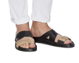 △ Casablanca 1942 'Yako' Raffia Panel Cross Band Leather Sandals US$340 (~HK$2668)