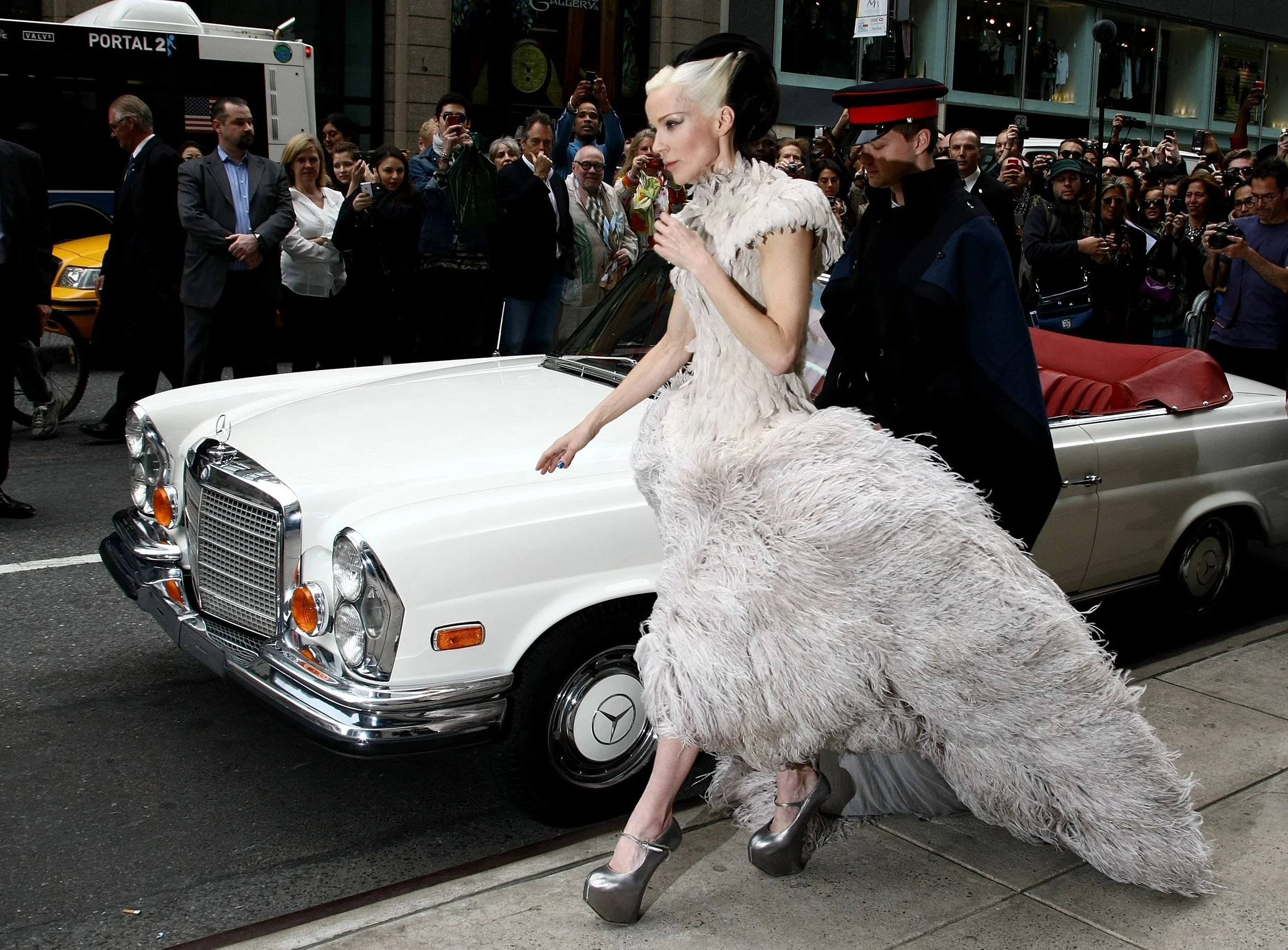 Daphne Guinness (English socialite and the direct descendant of the 18th century Irish brewer Arthur Guinness) in Alexander McQueen