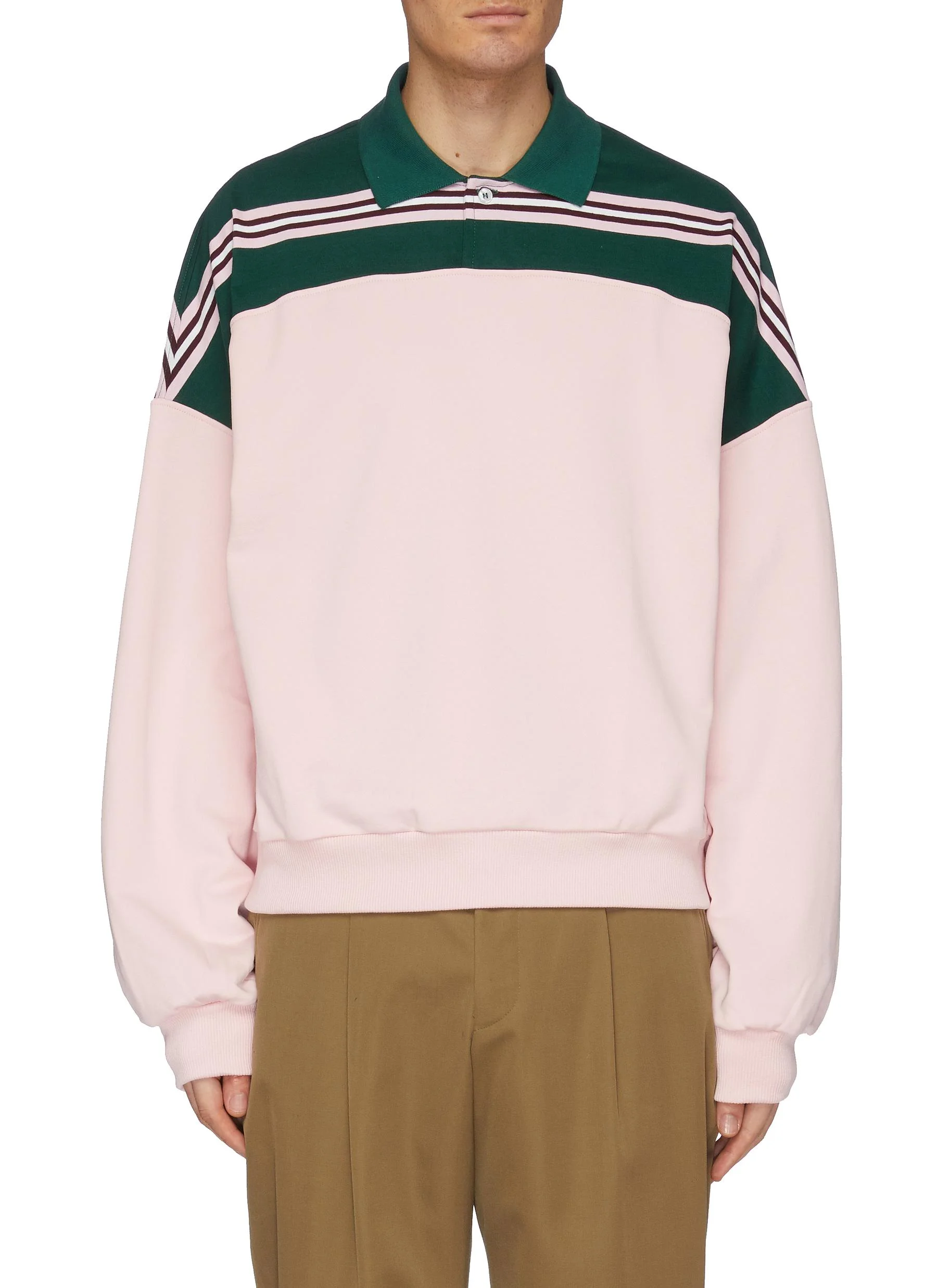△ Martin Asbjørn Colourblock Shoulder Long Sleeve Polo Shirt US$205 (~HK$1,608)