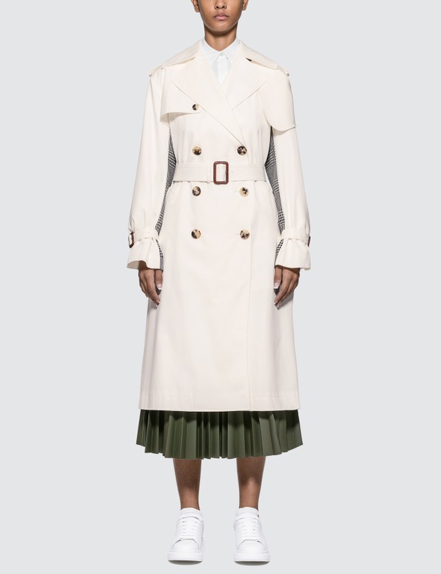 Alexander Mcqueen Houndstooth-panel Plaid Trench Coat HKD$25,627