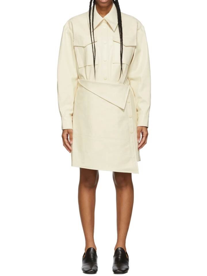 Low Classic White Faux-Leather Trench Dress HKD$3,260