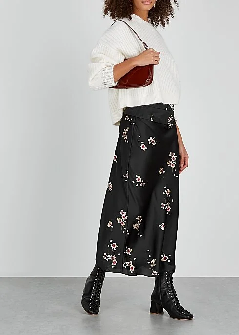 FREE PEOPLE Normani floral-print satin midi skirt HK$640