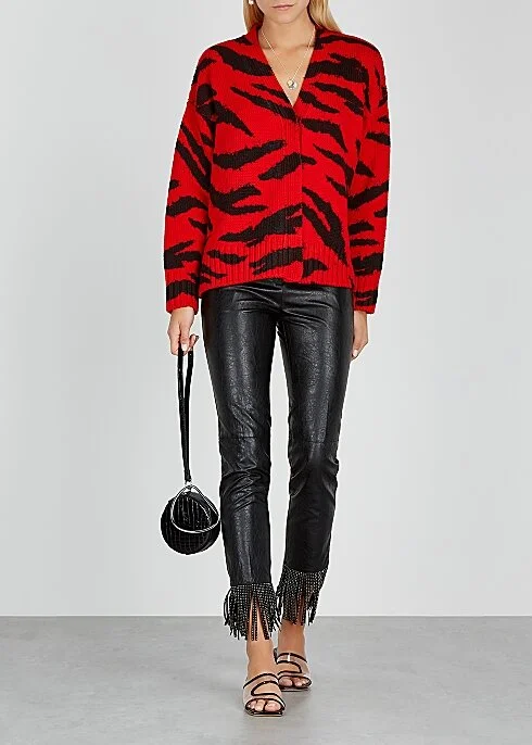PHILOSOPHY DI LORENZO SERAFINI Red zebra-intarsia wool cardigan HK$4,430