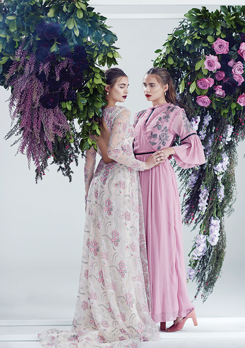 photography, gareth badger , styling, sammy salsa , hair, siddarth bahee at servilles , makeup, lochie stonehouse at MAC cosmetics, models, madeline & plivia at clyne models , dogs— nico & luna italian greyhounds , floral styling, kelly karam at blush , location, thievery studio shot for together journal.