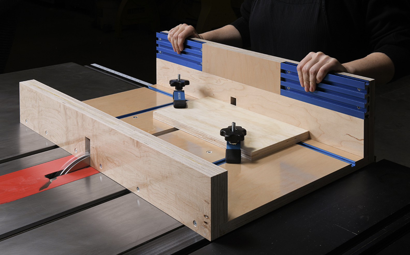 Cross-cut sled (dado set) designed for student use at Otis College of Art and Design, 2019.