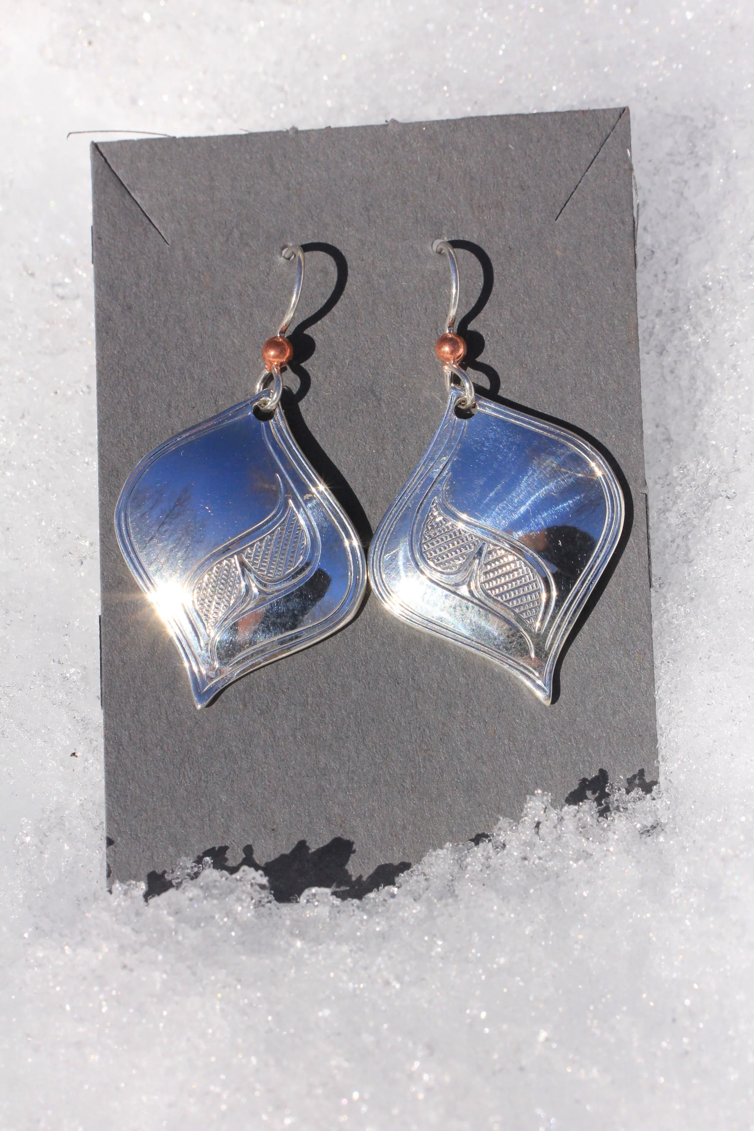 Silver Formline Alder Leaf Earrings