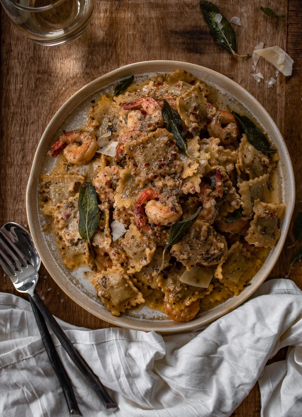 Sage and Browned Butter Shrimp Scampi With Ravioli — Inspired With A Twist