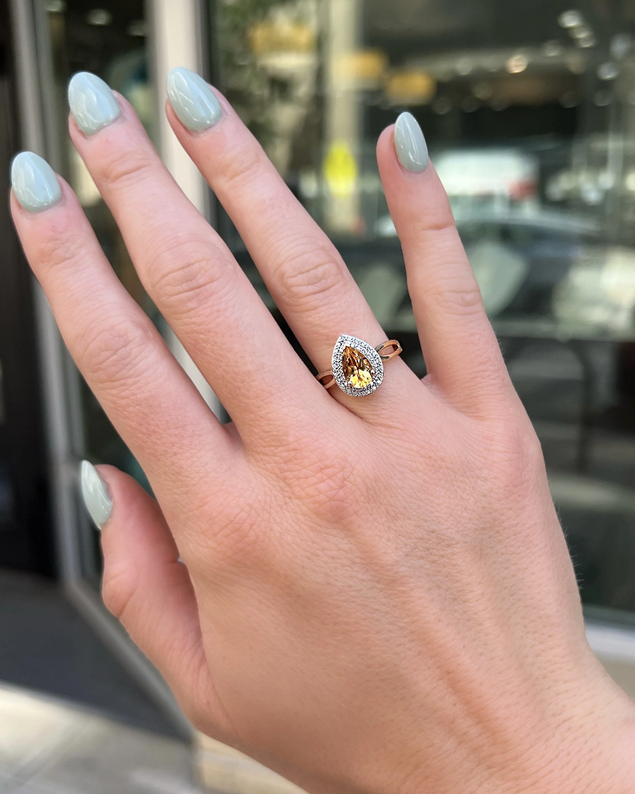 Citrine Ring with Diamonds