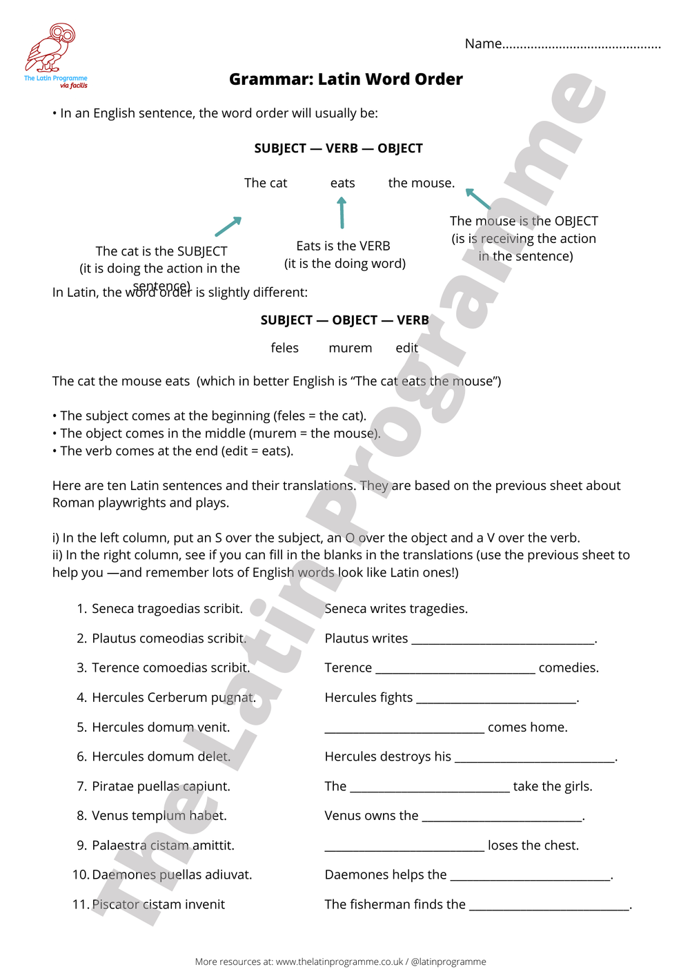 Free and low-cost Latin language worksheets to download — The Latin  Programme - Via Facilis
