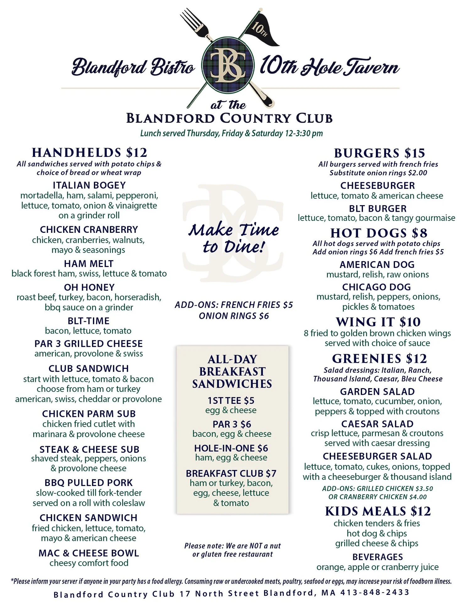 Blandford Bistro — Blandford Country Club