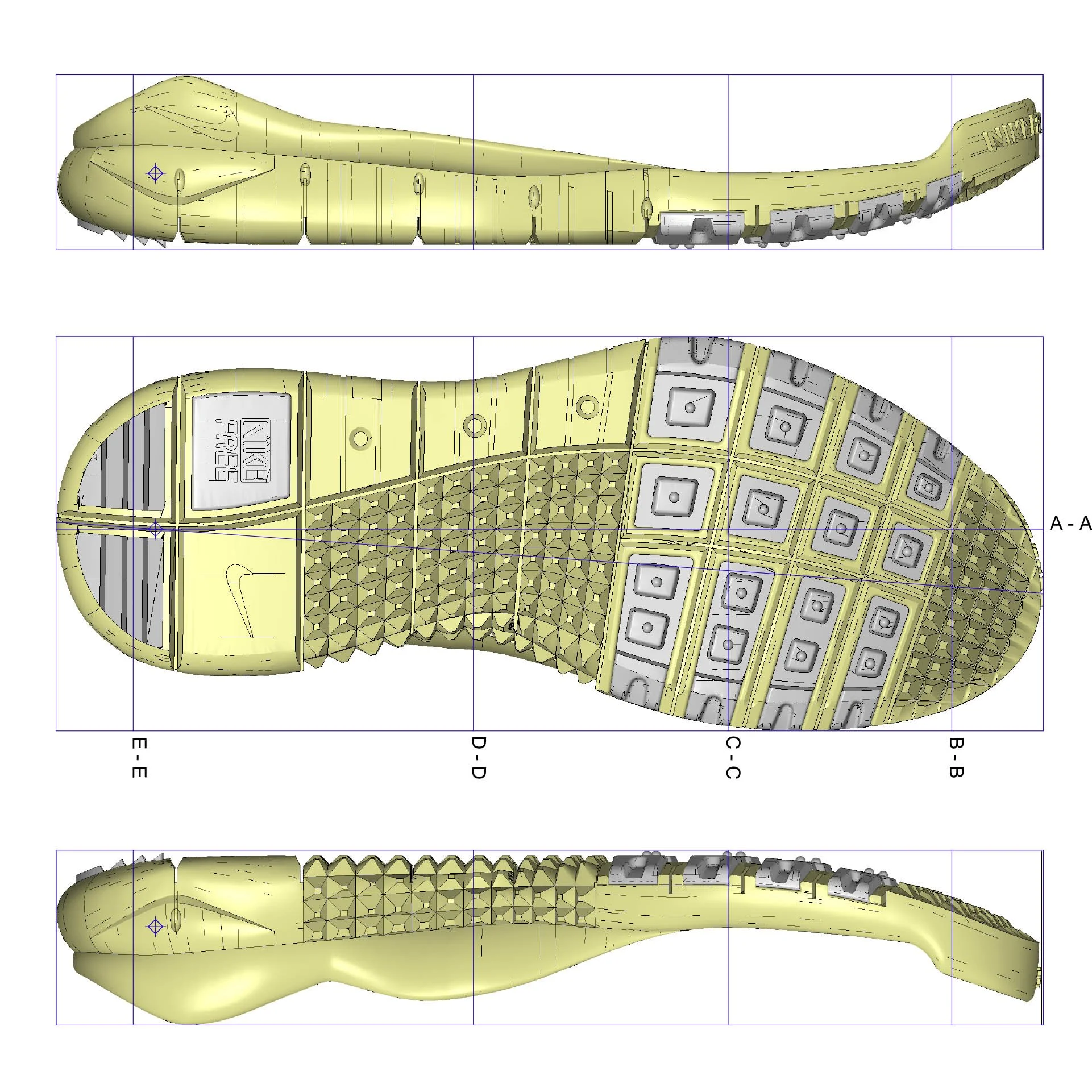  Nike Free Trail 5 sole unit. Image courtesy of Steve McDonald. 