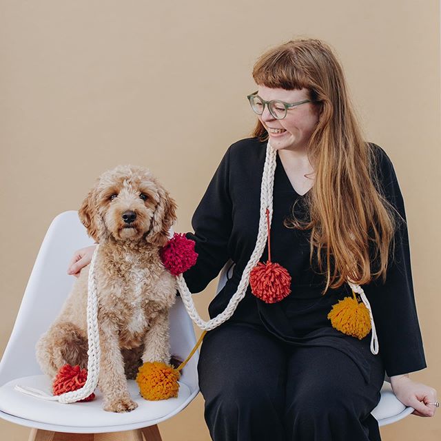 Had a quick look through all the images from the weekend and couldn&rsquo;t help but share @annahepburnstudio looking super cute with her doggo friend and her garland.