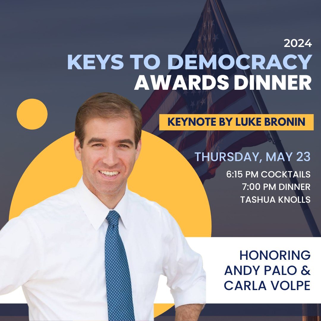 We are thrilled to invite you to the 8th Annual Keys to Democracy Awards Dinner, taking place on Thursday, May 23rd, at 6:15 pm, at the Tashua Knolls Banquet Hall. This year, we are honored to introduce our distinguished keynote speaker, former Mayor