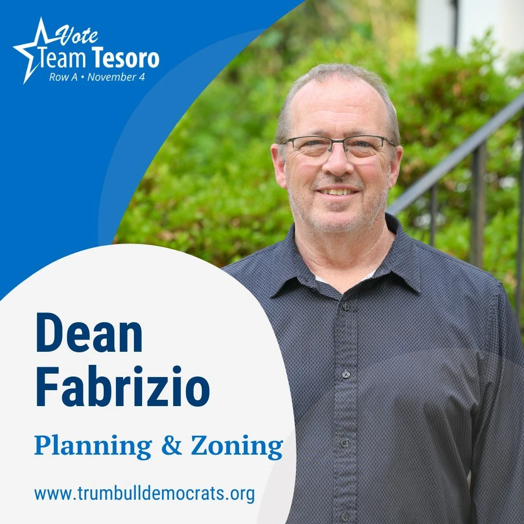 Dean has lived in Trumbull for more than 25 years, and raising his children inspired him to get involved in the school community and become an avid volunteer. An engineer with over 35 years of experience, he has worked on jets, rockets, and the space