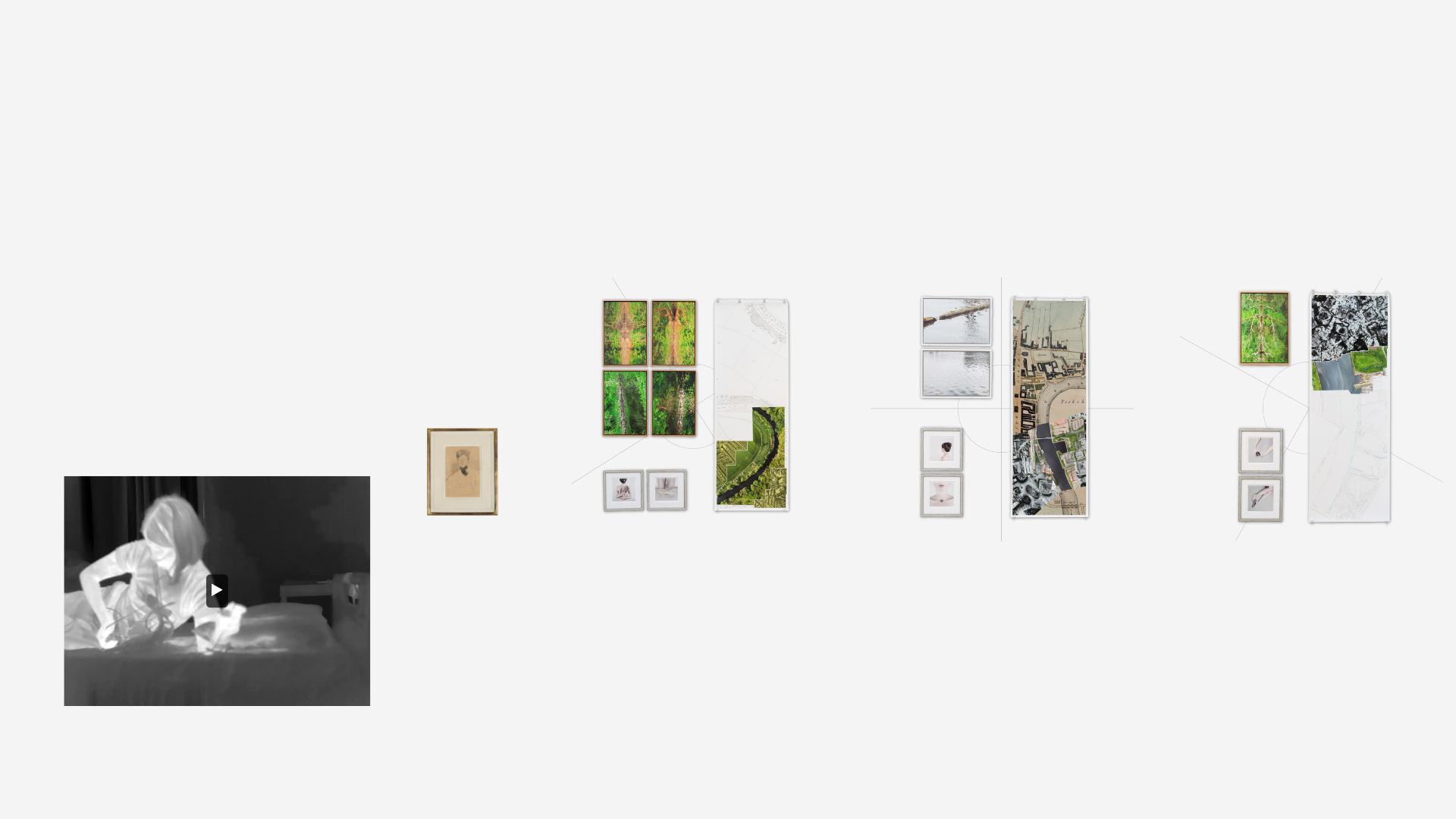  Leah Clements , Collapse  2021; Gwen John  Portrait of a Young Woman  (1900-1939), Malgorzata Dawidek , The Other Shore (2024). 