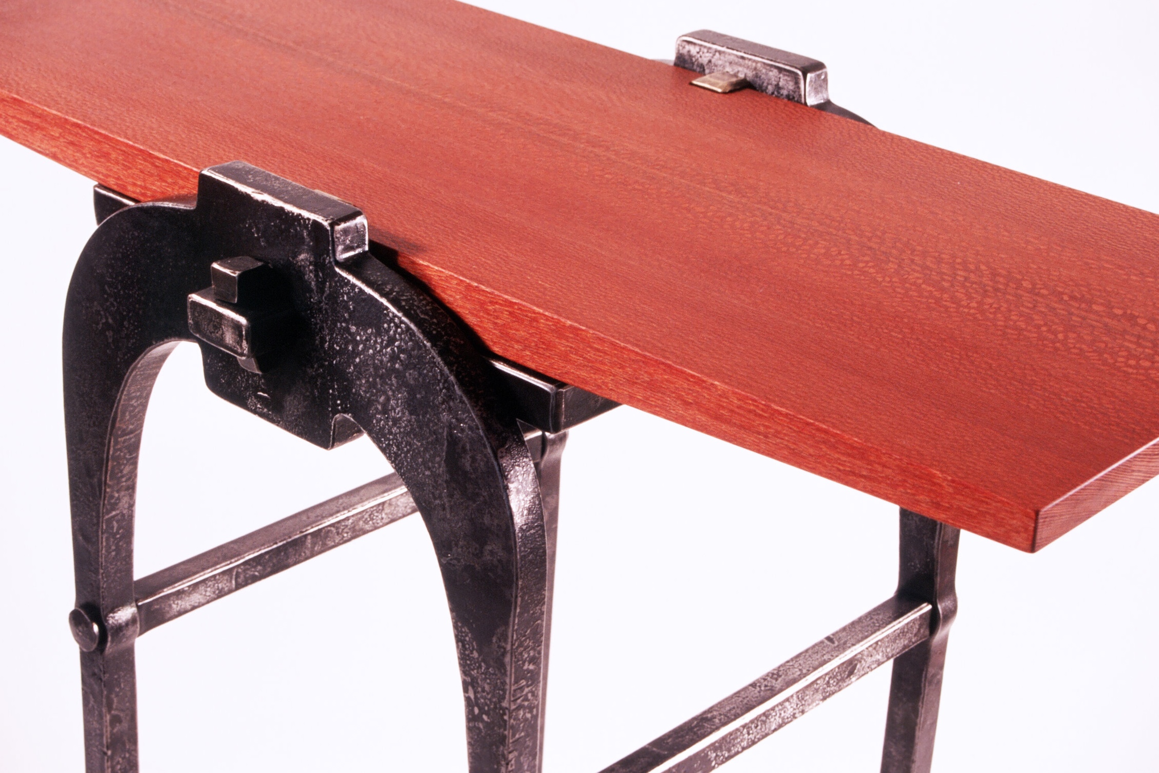 Detail of Hall Table with Red Tail Oak top