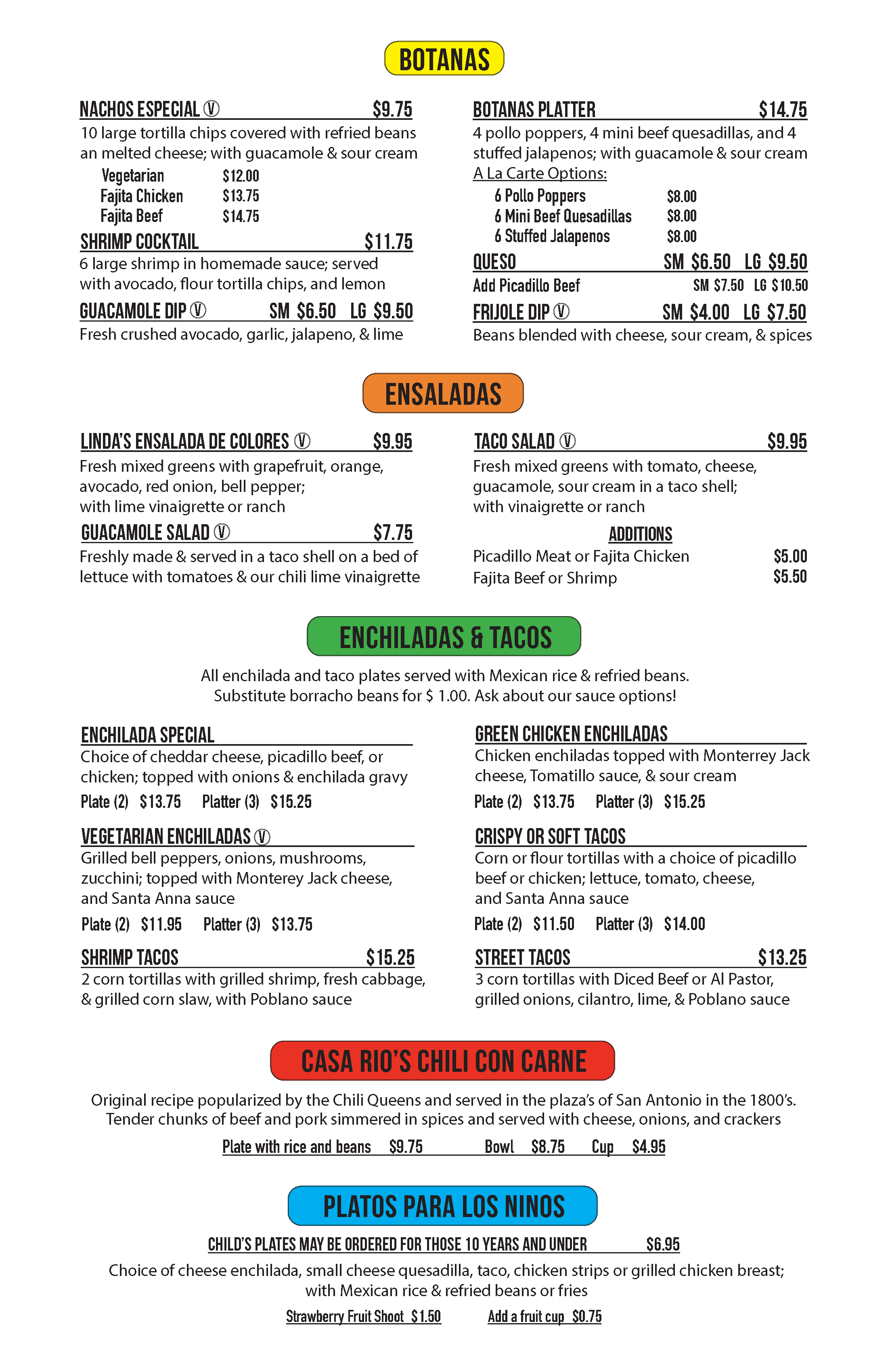 Menu — Casa Rio
