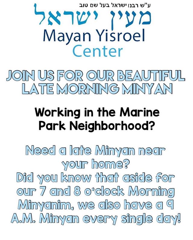 Wow!!
Come for any one of our THREE morning minyanim, including a later 9 o&rsquo;clock Minyan for those that need it! 
See You There!
.
.
.
.
.
.
#pray #daven #shul #minyan #synagogue #jewish #jew #chabad #lubavitch #rabbi #mayanyisroel #connect #in