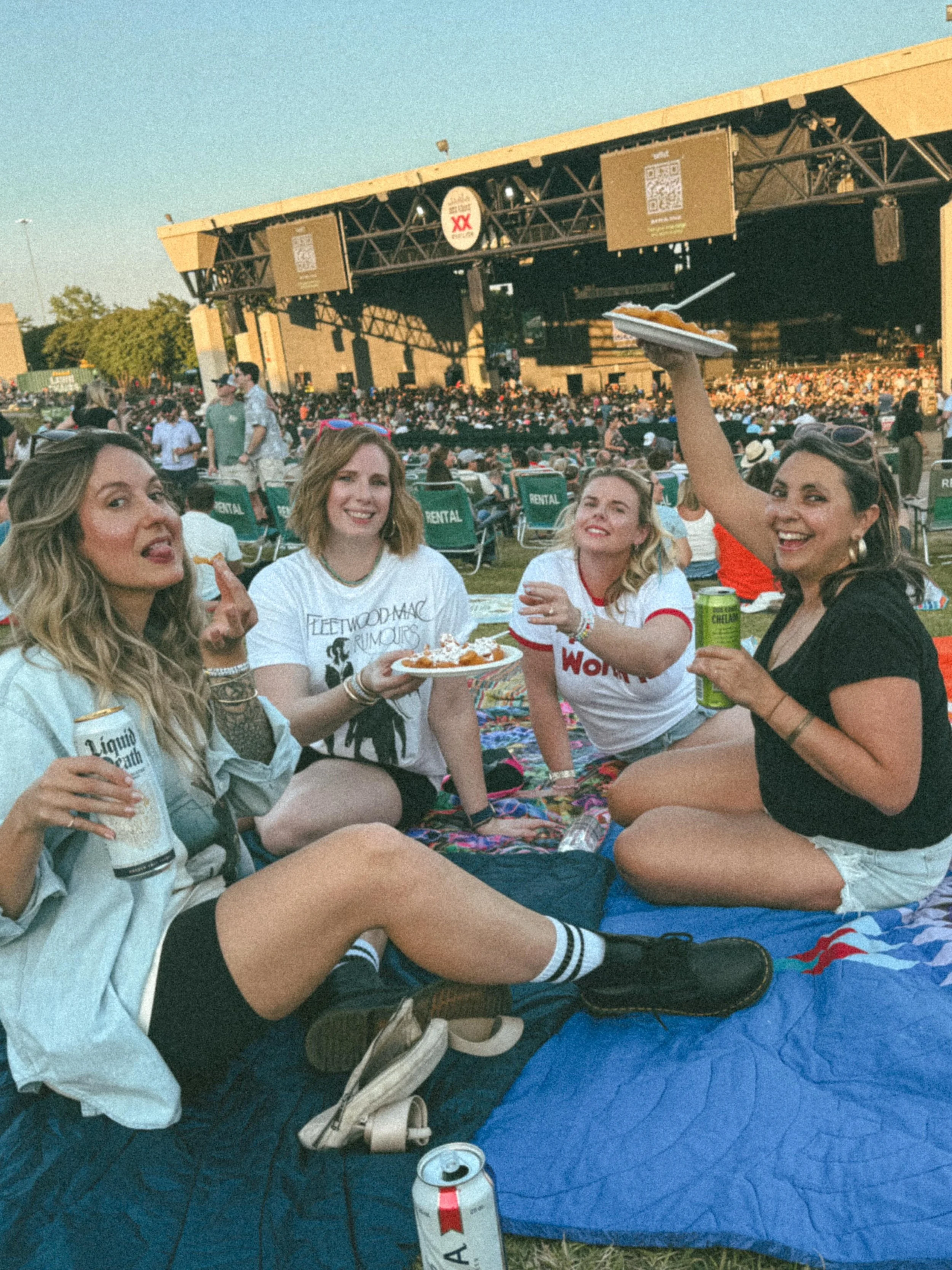 Let them eat funnel cake!! 

Dave Matthews was an experience!! We celebrated two of the best dudes 🎂 and I got to hang with my favorite mamas! Long live the blanket cape! #davematthewsband #dmb #90skid
