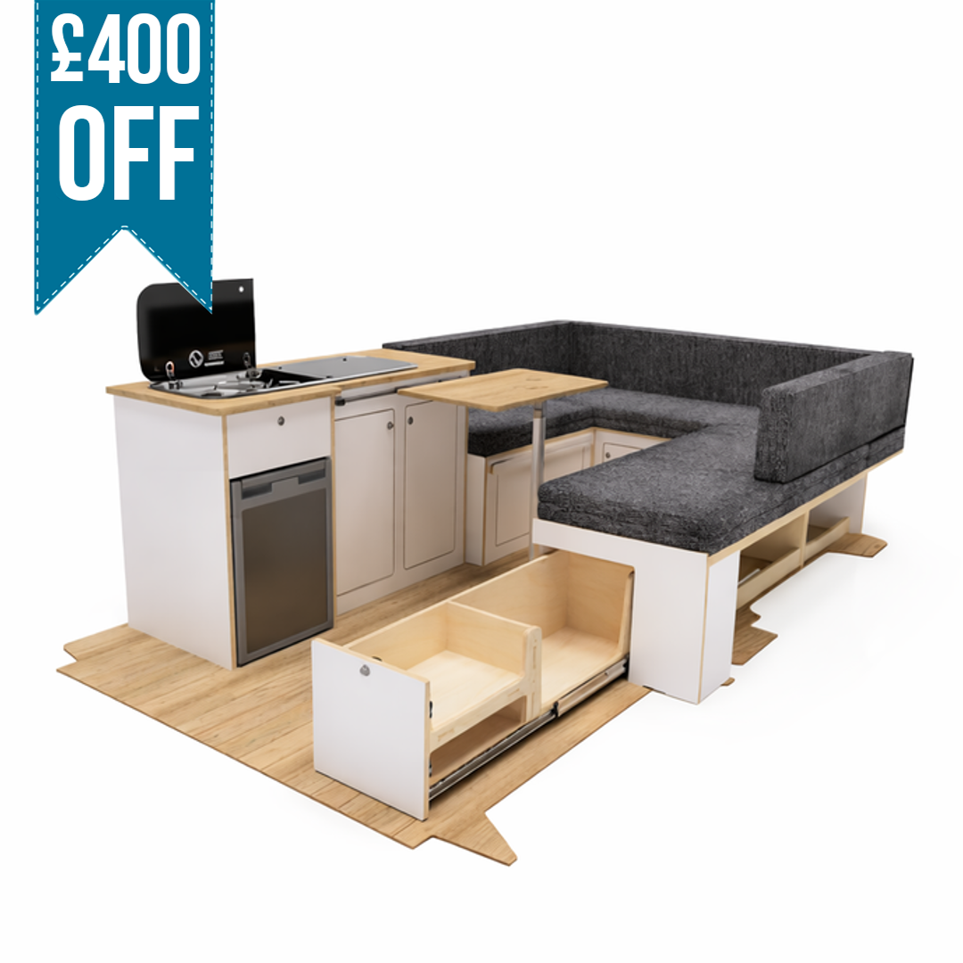 Laminated U Shape Bed System + Cabinet + Cushions - Bundle (T5/T6)