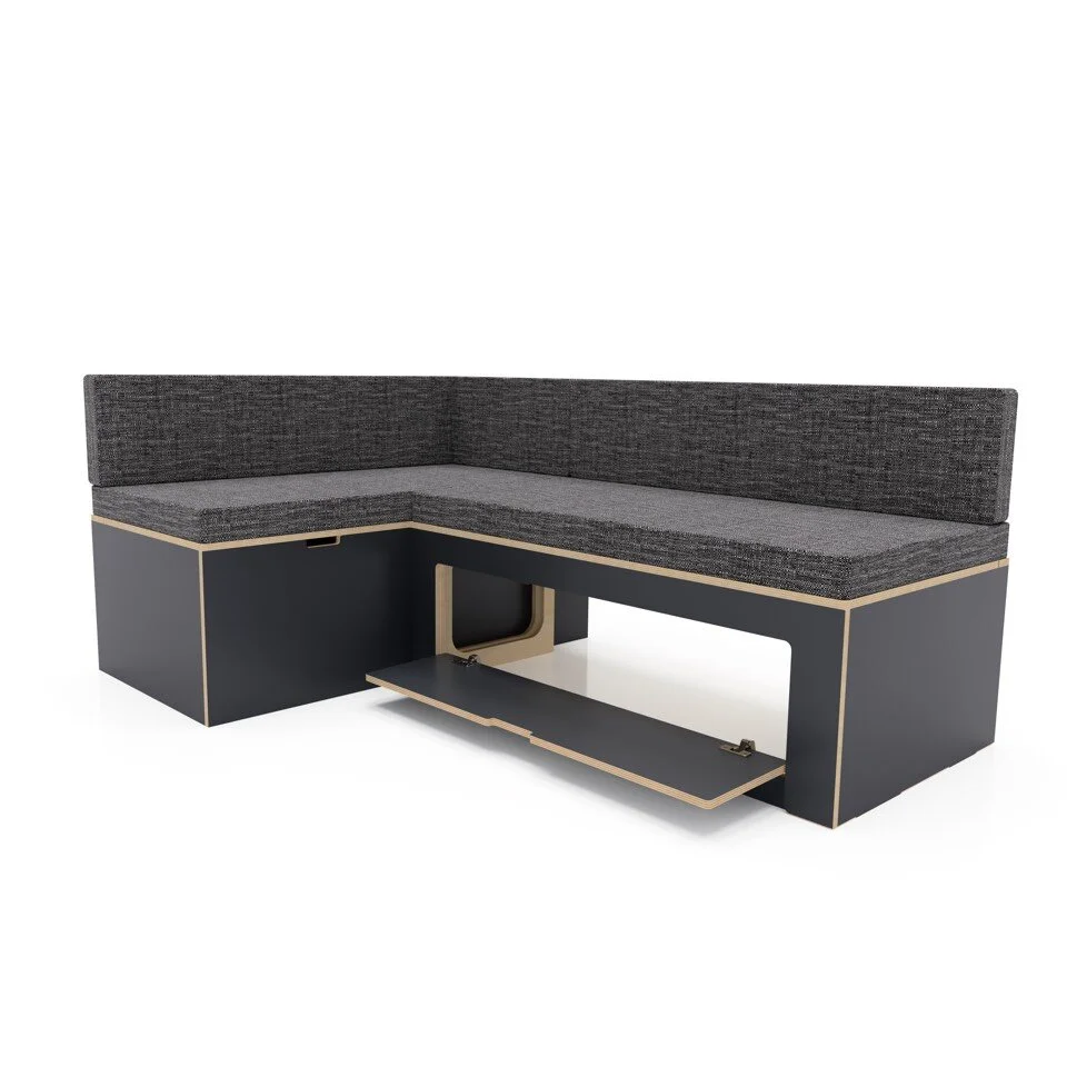 Dark Grey Laminated L Shaped Bed - Flat Pack Kit