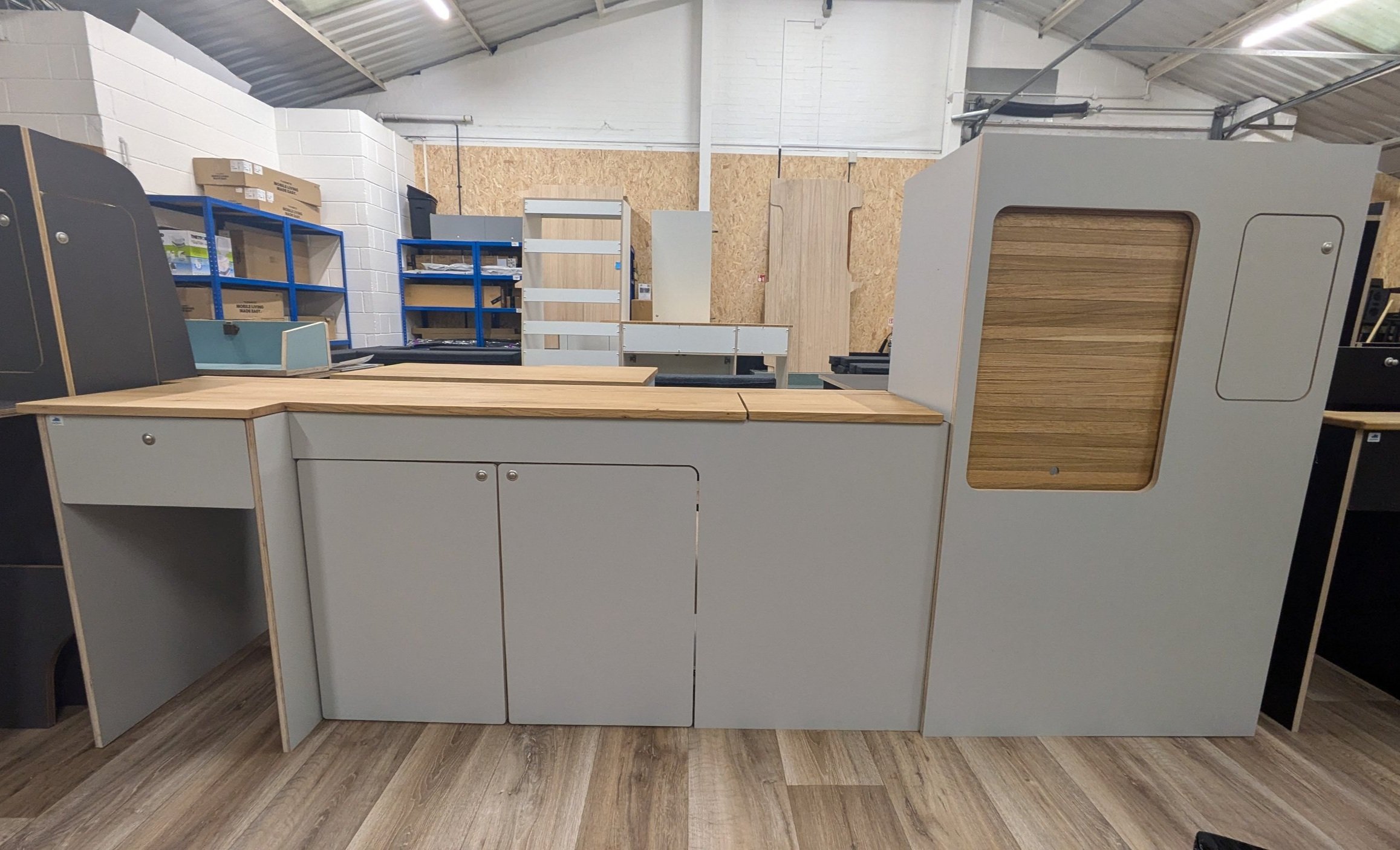 IN STOCK - LWB Light Grey Laminated Ply Wardrobe Kitchen - Universal Squarebacked