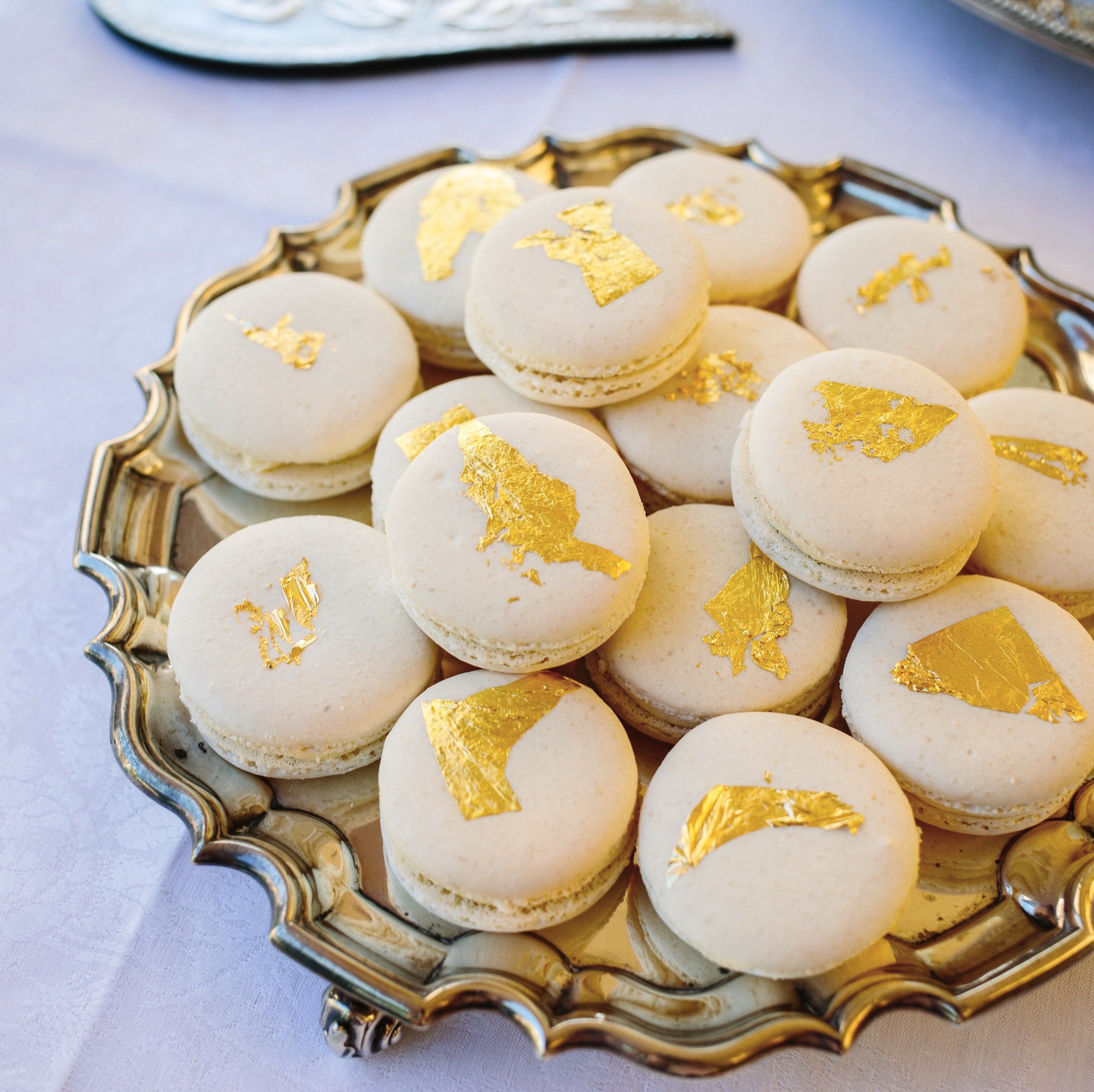 Macarons with gold leaf