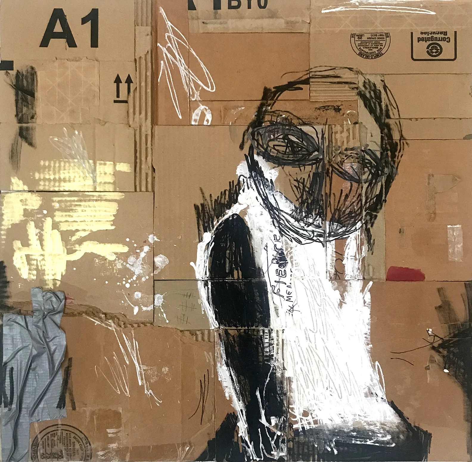 THE COMMUTER Mixed Media on Canvas 24 X 24 inches