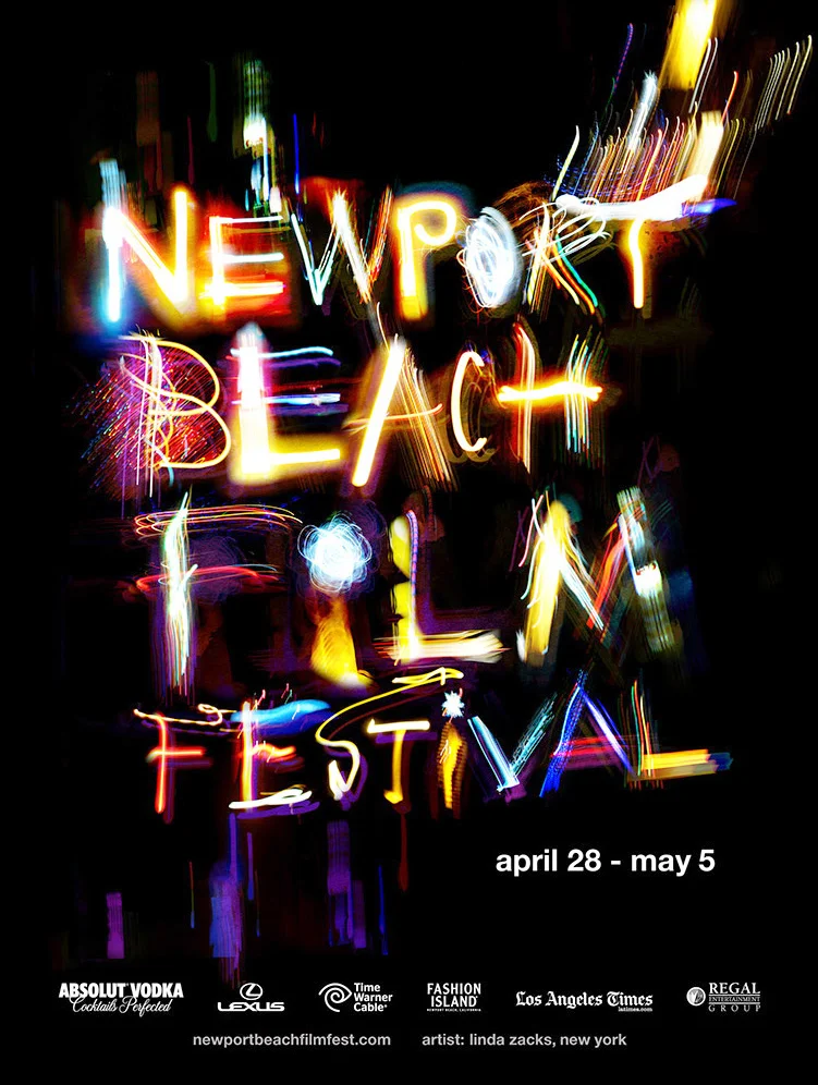 RPA in Santa Monica asked me to create an artful interpretation of The Newport Beach Film Festival name. My piece was chosen as the hero art for the festival and was featured around LA on bus shelters and outdoor advertising. The art was also projected on screen at the festival and on many printed materials including the program cover. The project was featured in Communication Arts. All images ©2019 Linda Zacks.