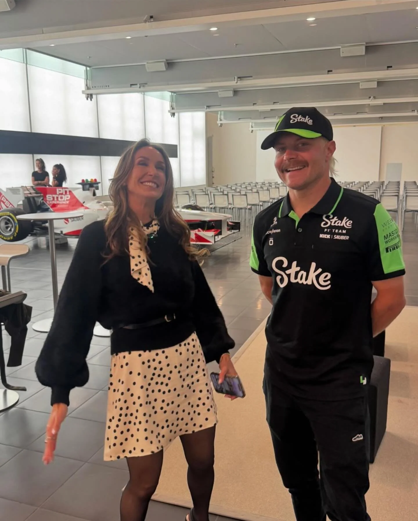 @shelovesvrooms spent the weekend with @stakef1team drivers @valtteribottas and @zhouguanyu24 at their factory in Switzerland ahead of the USGP!