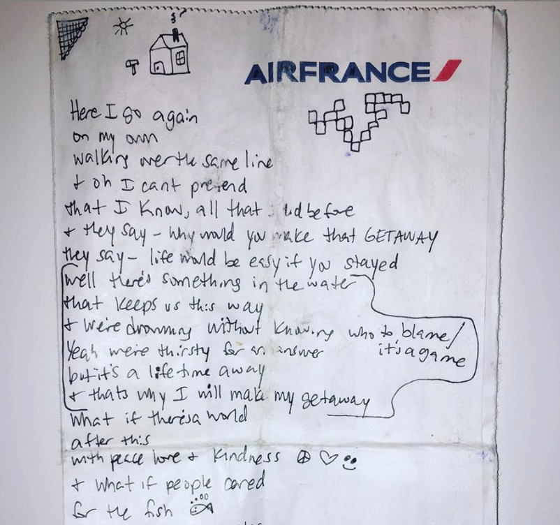 Handwritten Song Lyrics