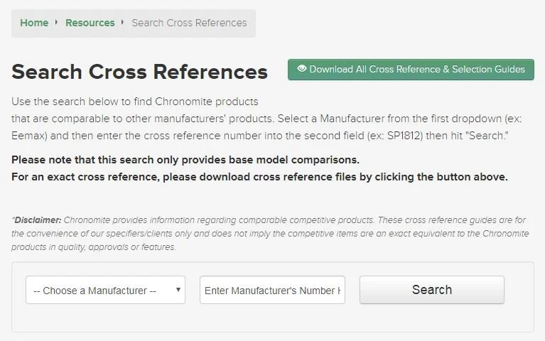 Cross Reference Guide