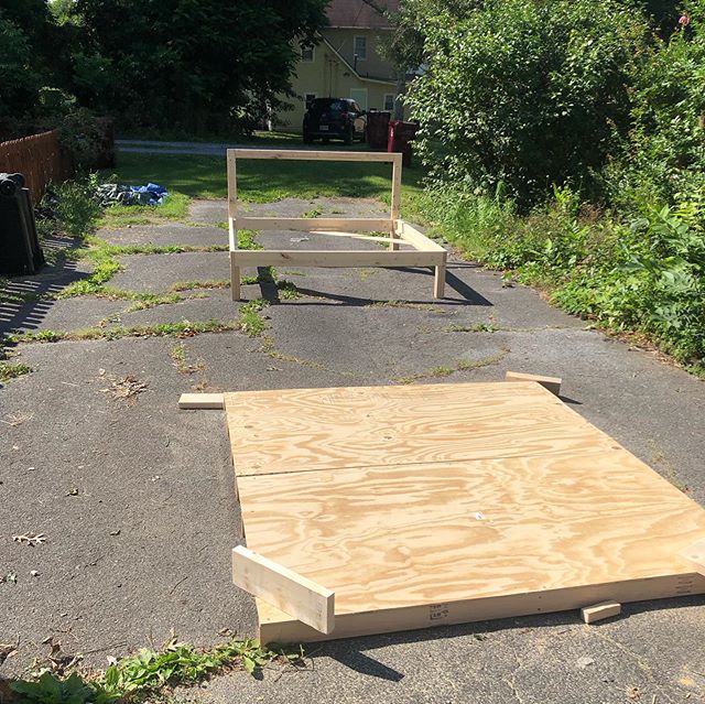A little Sunday afternoon project for our own bedroom to fit the new mattress coming in this week! Anybody need a ship lap bed? #shiplap #bedframe