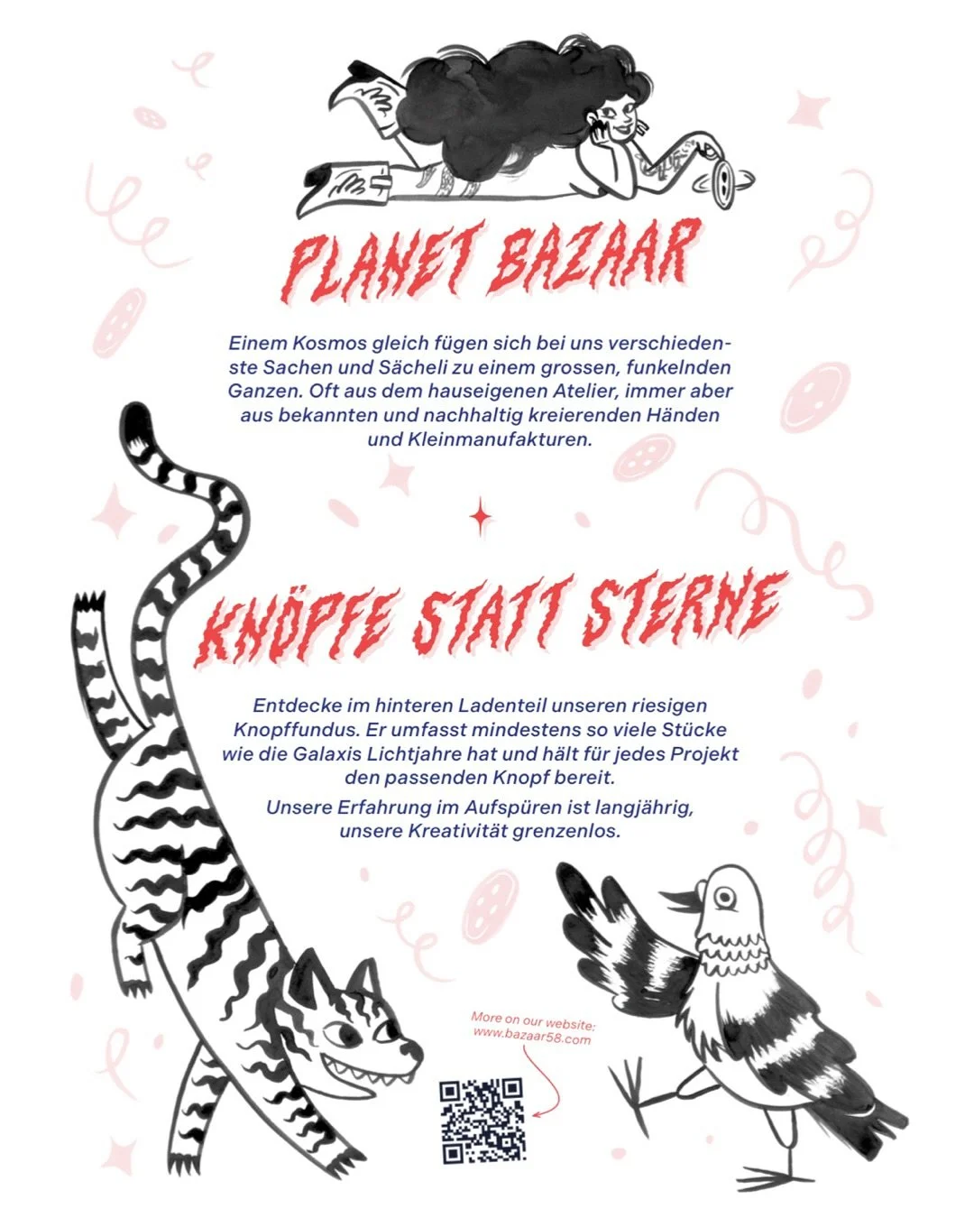 Unser neues Plakat vor dem Laden h&auml;ngt endlich! DANKE an @eva_rust f&uuml;r lieblings-Illus, @karinhaenzi f&uuml;r die richtige Wortwahl (erst noch in den Ferien)  und @buero_pulp f&uuml;rs zusammenf&uuml;gen des Ganzen - grande! ❤️&zwj;🔥😘🙆&z