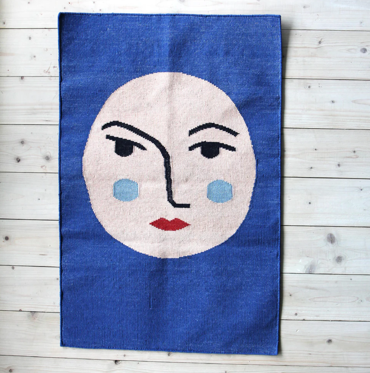 Handgewobener Teppich *MOON BLUE
