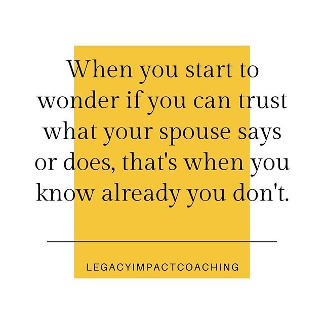 It doesn&rsquo;t take an affair to break trust in marriage.

Trust can be broken in every day situations in your relationship.  For example, a situation with in-laws can break trust and fracture your bond.  Since trust is a requirement for your marri