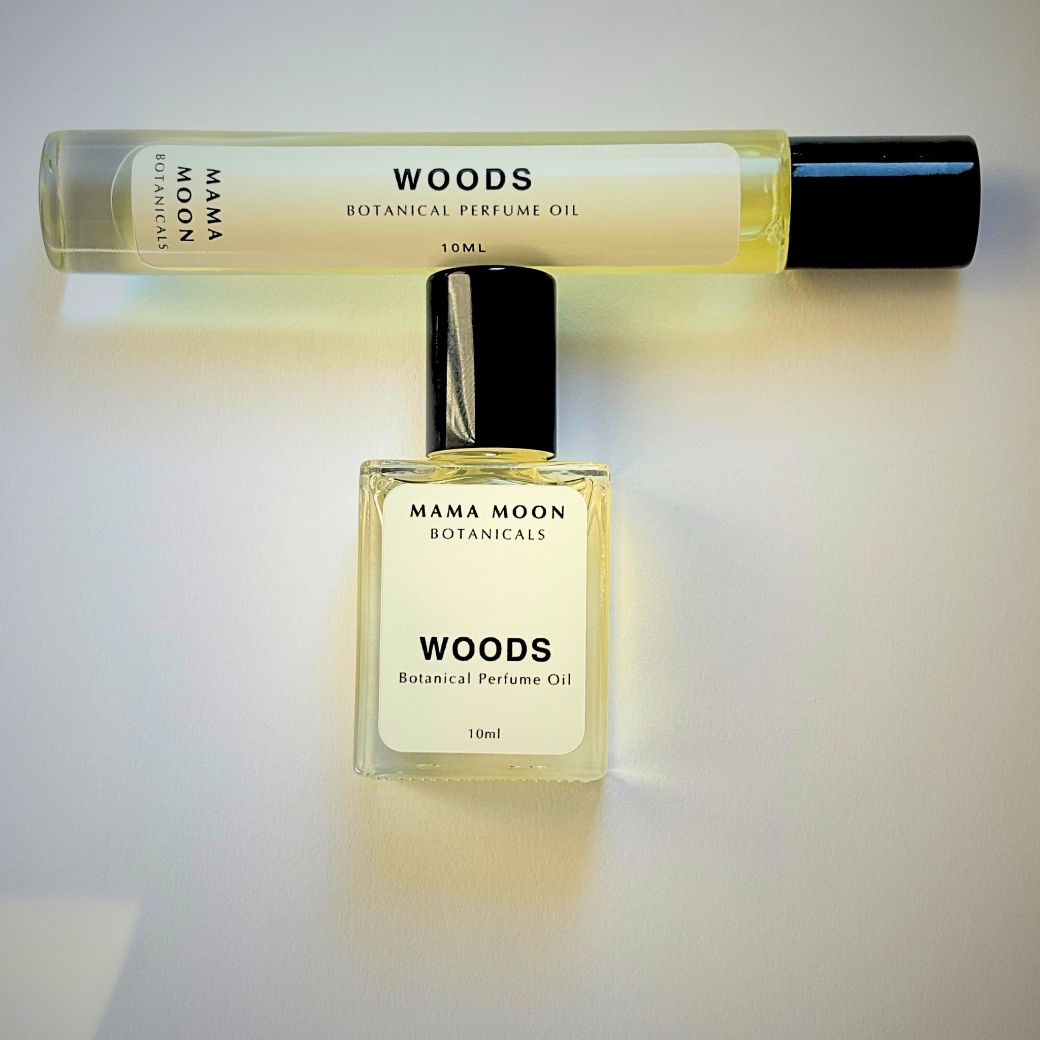 WOODS natural perfume oil available in 3ml rollerball and 10ml bottle