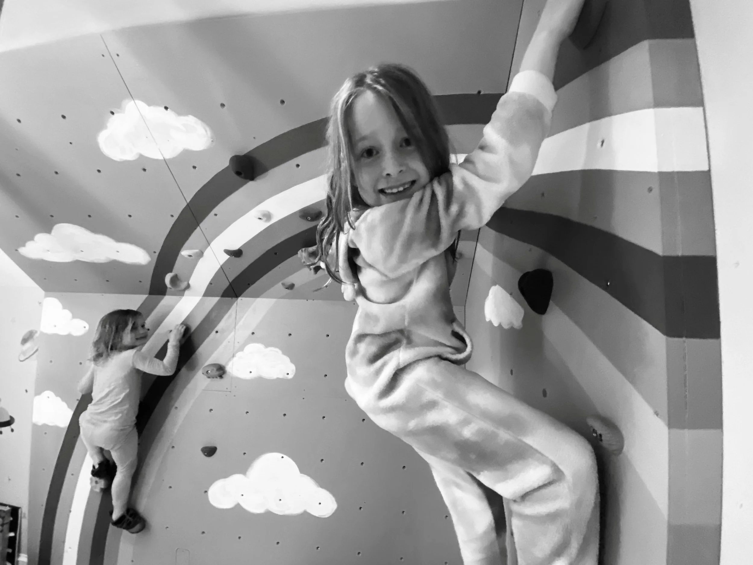 we&rsquo;ve been deep in the &ldquo;cute&rdquo; game lately. nice to take a break from 👷🏼&zwj;♀️ 🚧 for a lil minute! thanks @wwideeyedd for making curved rainbows out of hard angles for these angels 👼🏼 👼🏼
first playroom playroom climbing wall 