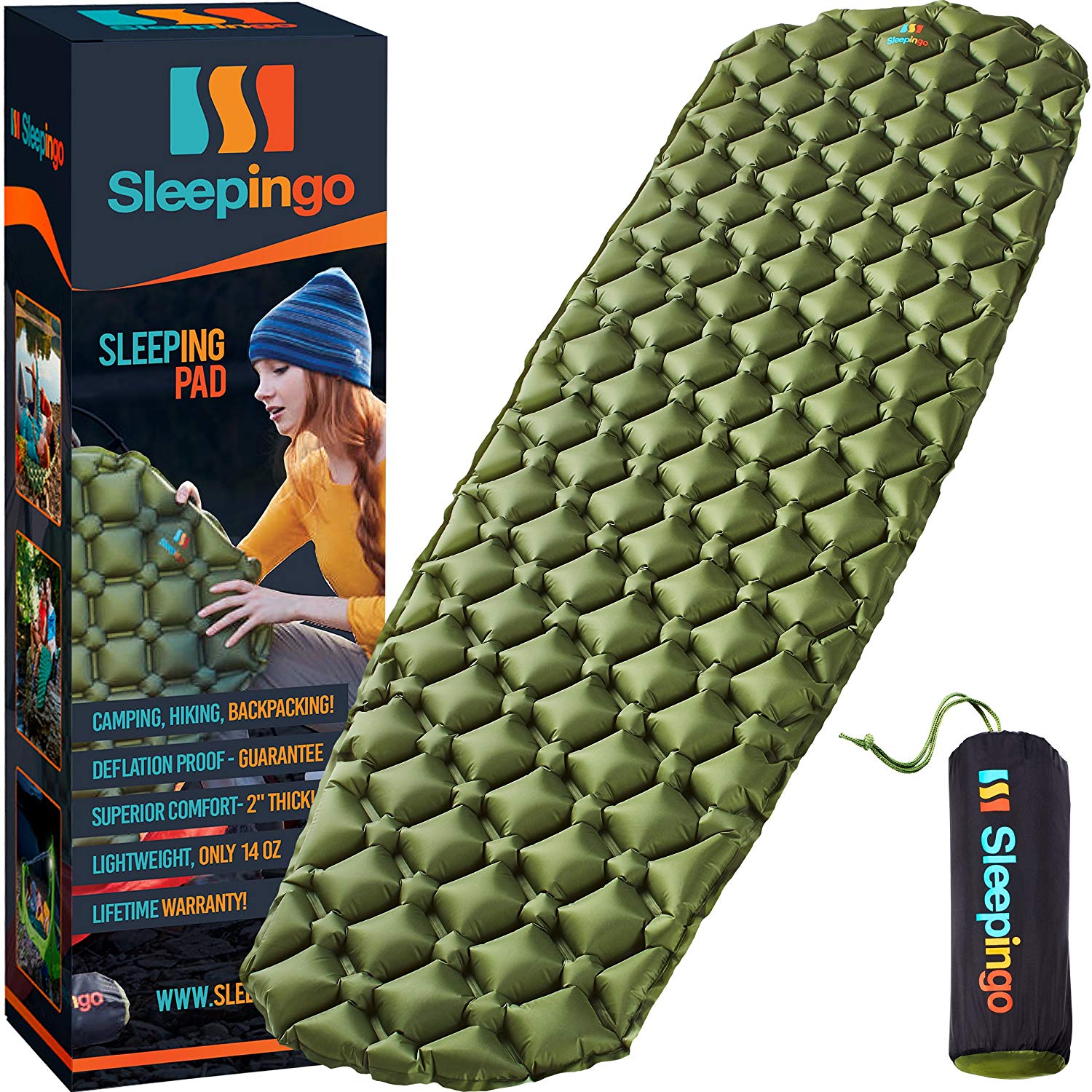 Sleepingo Camping Sleeping Pad - Ultralight 14.5 OZ