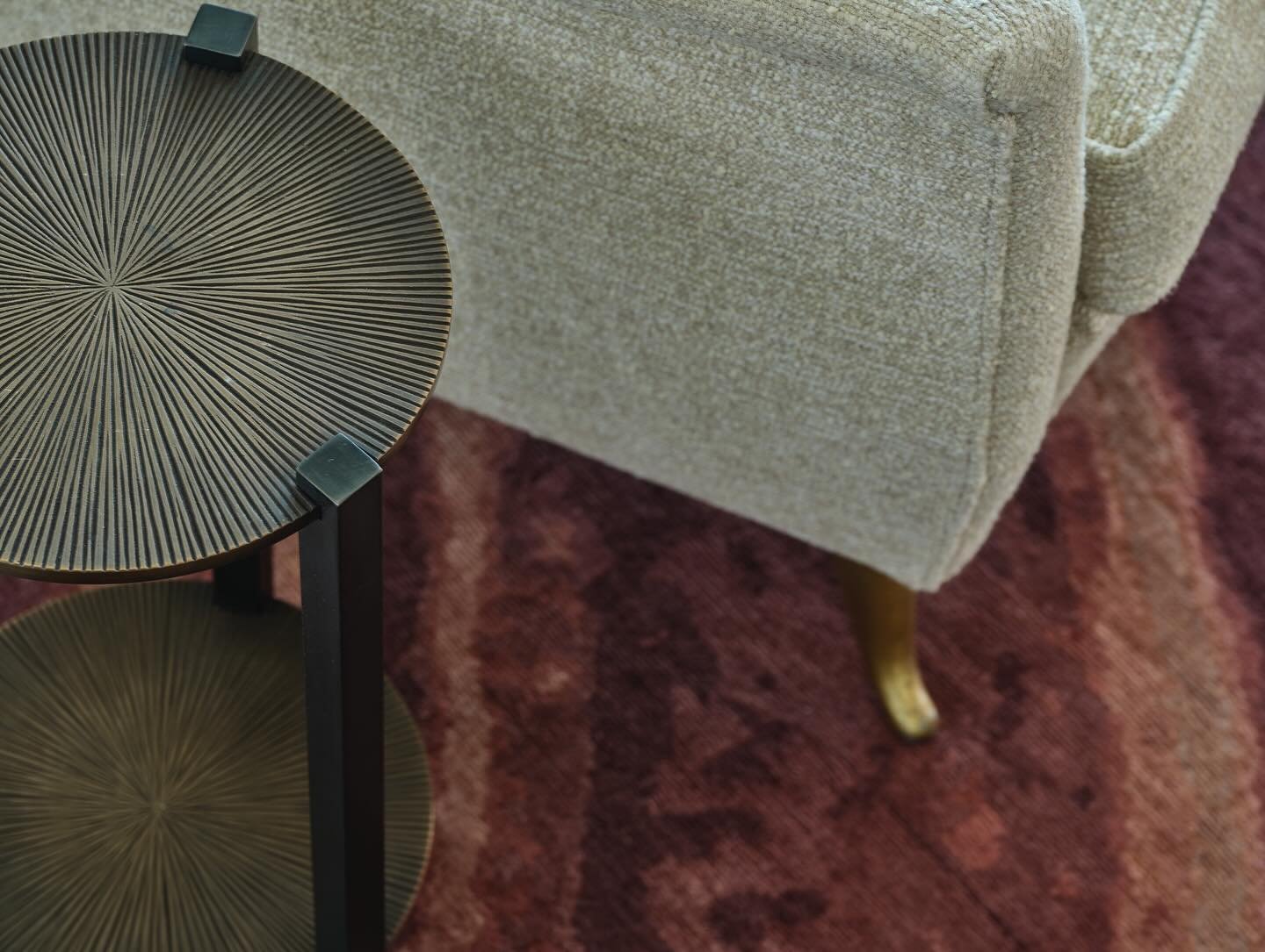 Detail from our Century City Highrise project featured in @interiors_magazine. Gorgeous bronze Shinjuku table from @tuellandreynolds, Aqua Nueva rug from @eriklindstromrugs &amp; Gio Pointi chair through @1stdibs.  Expertly photographed by @trevorton
