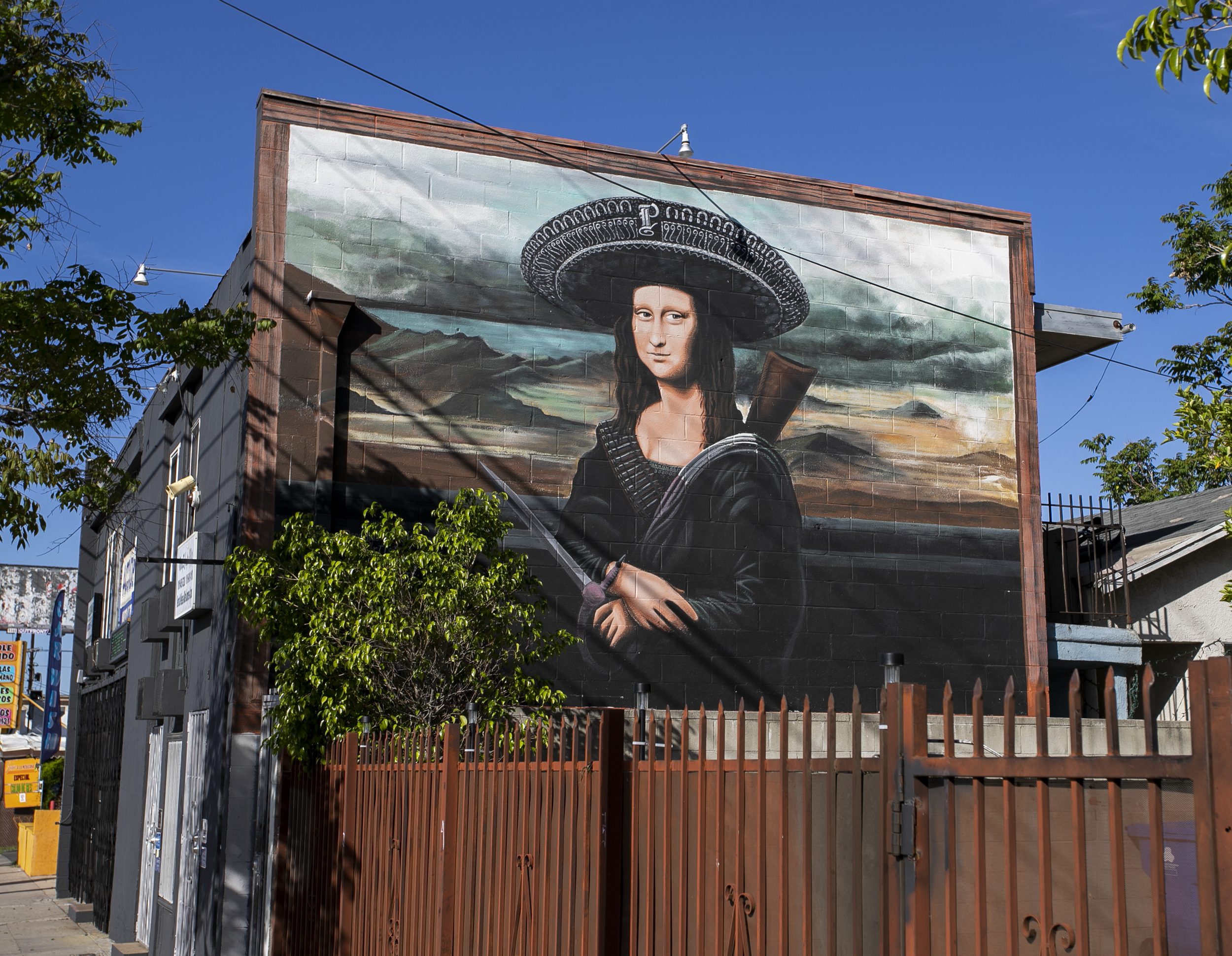  Levi Ponce's interpretation of Mona Lisa, seen on Van Nuys Blvd in Pacoima, Calif. on April 8, 2022. 