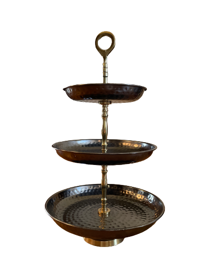 3 Tiered Dessert Stand - Brass &amp; Charcoal, $8, Inventory: 2