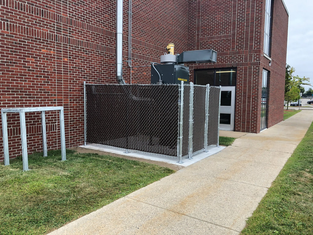 chain link enclosure with slats