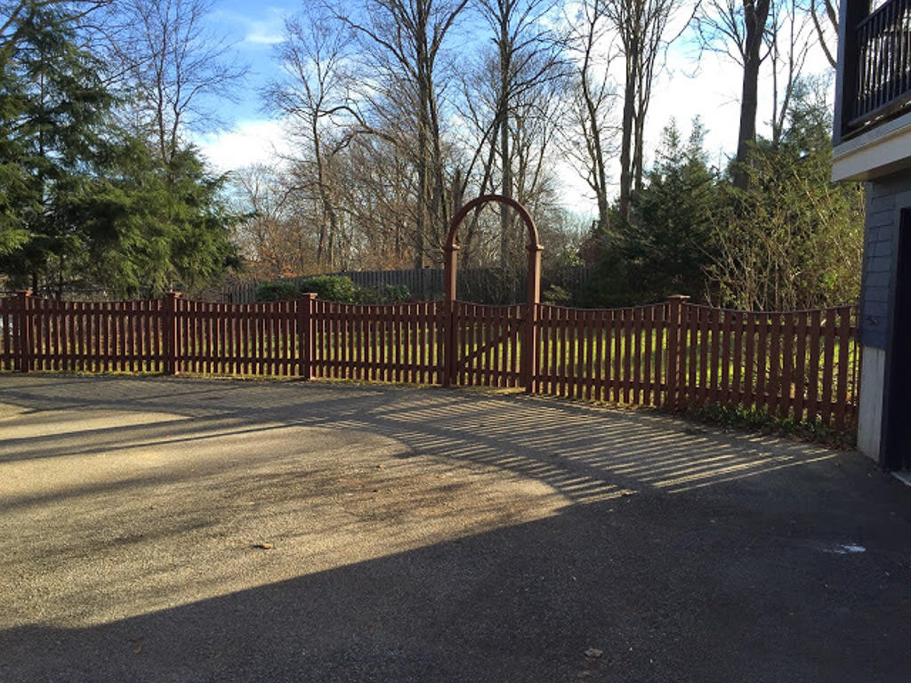 1x3 space board with an arch, stained in Newtonville