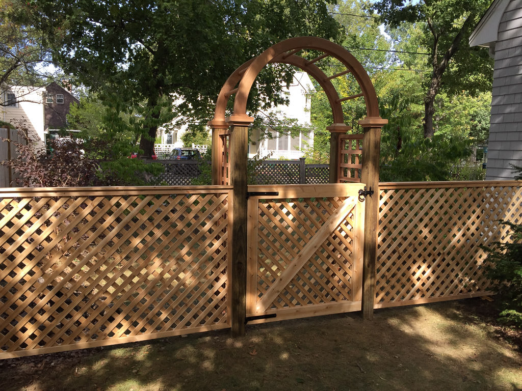 all lattice fence with arbor