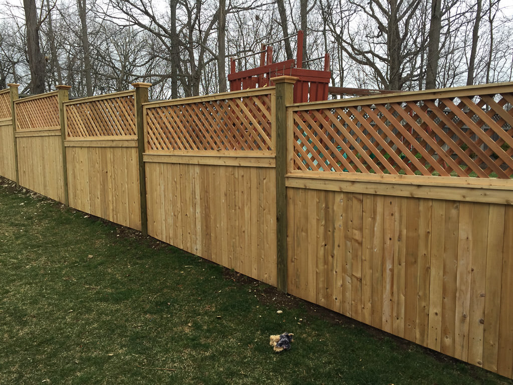 6' high stepped cedar board and lattice